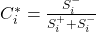  C_i^* = \frac{S_i^-}{S_i^+ + S_i^-} 